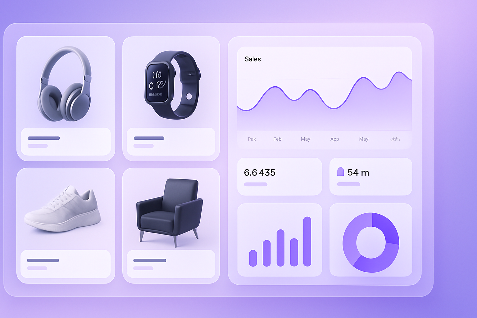 Imagem ilustrativa de vendas em marketplace com produtos variados.